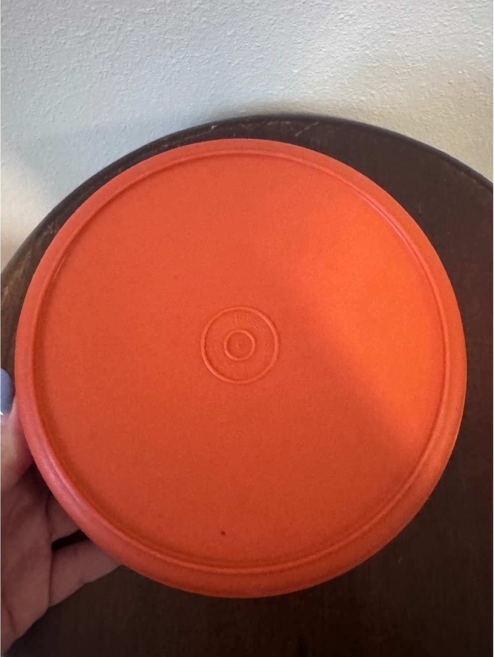 Vintage Tupperware Orange Plastic Lids Set of 2